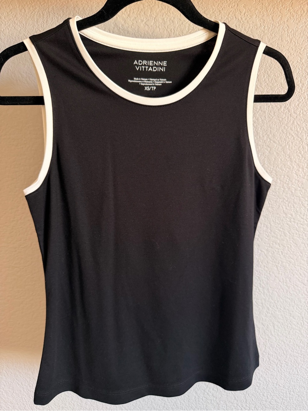 Adrienne Vittadini Black Tank Top with White Trim